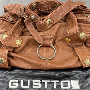 Gustto Tan Leather Shoulder Bag